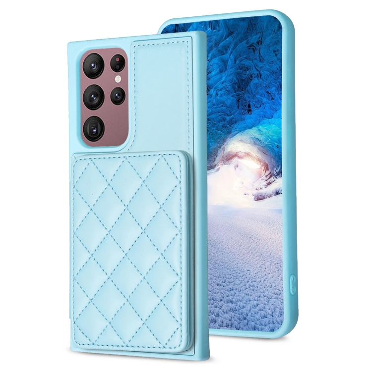For Samsung Galaxy S22 Ultra 5G BF25 Square Plaid Card Bag Holder Phone Case(Blue)
For Samsung Galaxy S22 Ultra 5G BF25 Square Plaid Card Bag Holder Phone Case(Blue)
