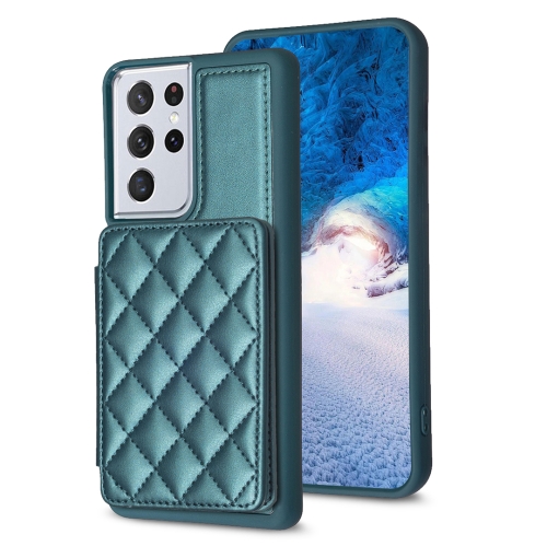 For Samsung Galaxy S21 Ultra 5G BF25 Square Plaid Card Bag Holder Phone Case(Green)
For Samsung Galaxy S21 Ultra 5G BF25 Square Plaid Card Bag Holder Phone Case(Green)