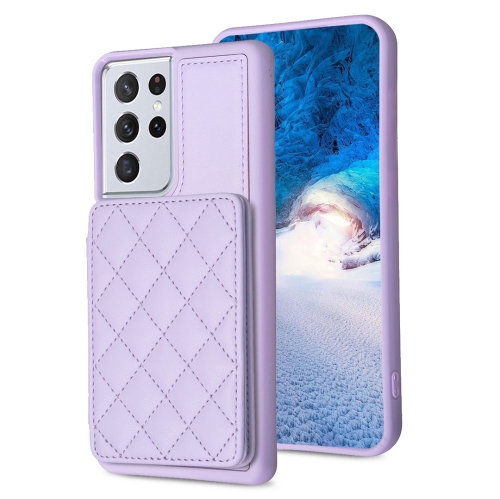 For Samsung Galaxy S21 Ultra 5G BF25 Square Plaid Card Bag Holder Phone Case(Purple)
For Samsung Galaxy S21 Ultra 5G BF25 Square Plaid Card Bag Holder Phone Case(Purple)