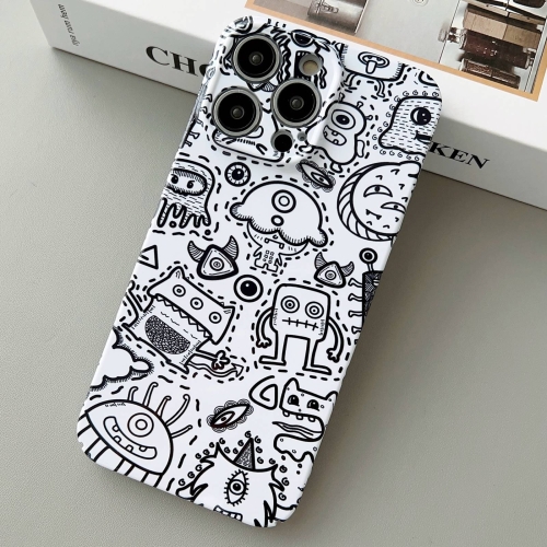 

For iPhone 12 Pro Painted Pattern Precise Hole PC Phone Case(Block Monster)