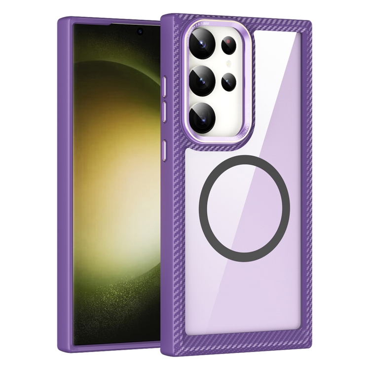 For Samsung Galaxy S23+ 5G MagSafe Carbon Fiber Transparent Back Panel Phone Case(Purple)
For Samsung Galaxy S23+ 5G MagSafe Carbon Fiber Transparent Back Panel Phone Case(Purple)