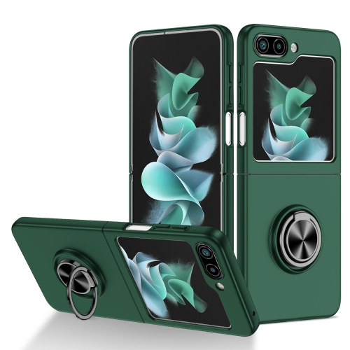 

For Samsung Galaxy Z Flip5 5G Armor Ring Holder Phone Case(Dark Green)