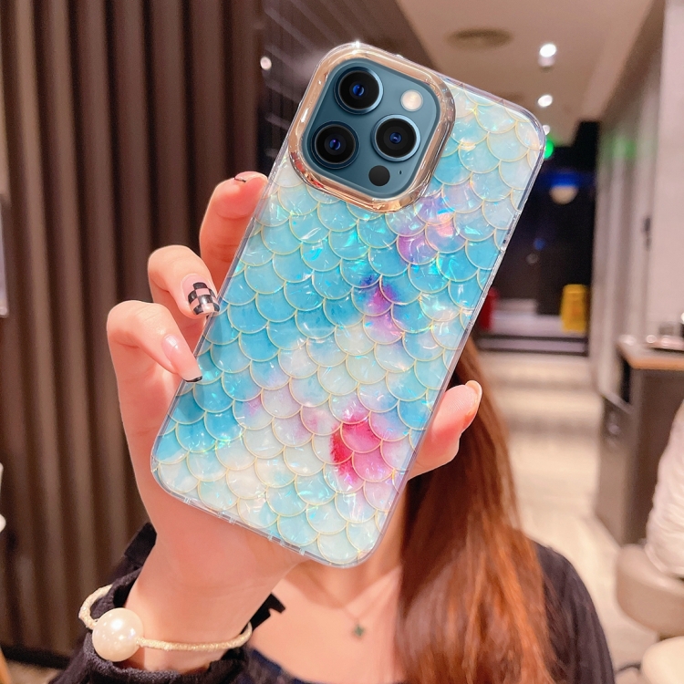 For iPhone 12 Pro Max Colorful Crystal Shell Pattern PC + TPU Phone Case(Fish-scales Blue)
For iPhone 12 Pro Max Colorful Crystal Shell Pattern PC + TPU Phone Case(Fish-scales Blue)