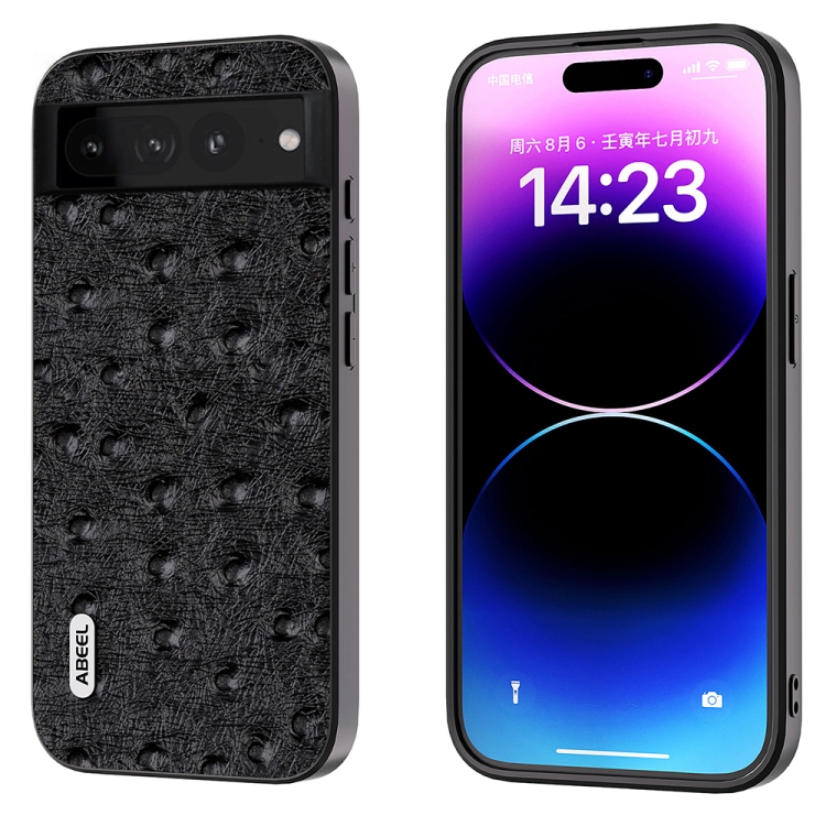 For Google Pixel 8 Pro ABEEL Genuine Leather Ostrich Texture Phone Case(Black)
For Google Pixel 8 Pro ABEEL Genuine Leather Ostrich Texture Phone Case(Black)