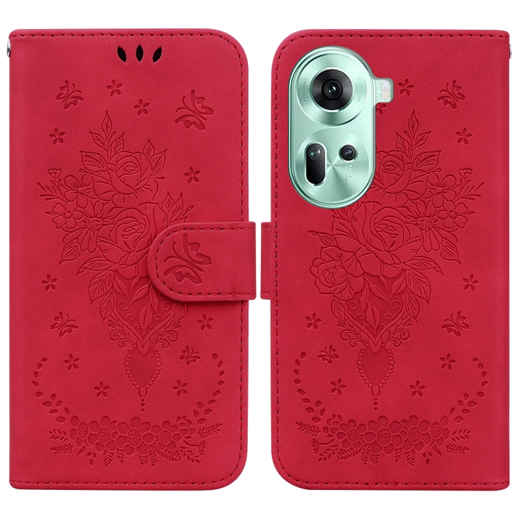 For OPPO Reno11 Global Butterfly Rose Embossed Leather Phone Case(Red) 
For OPPO Reno11 Global Butterfly Rose Embossed Leather Phone Case(Red)