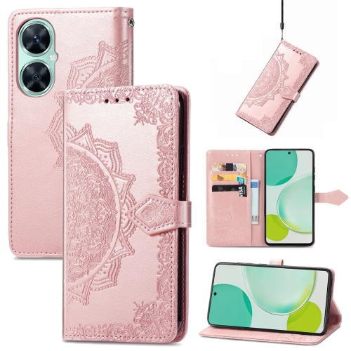 

For Huawei Enjoy 60 Pro / nova 11i Mandala Flower Embossed Leather Phone Case(Rose Gold)