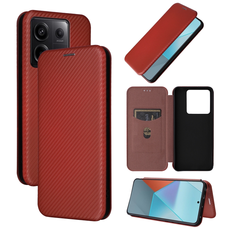 For Xiaomi Redmi Note 13 Pro Carbon Fiber Texture Flip Leather Phone Case(Brown)
For Xiaomi Redmi Note 13 Pro Carbon Fiber Texture Flip Leather Phone Case(Brown)
