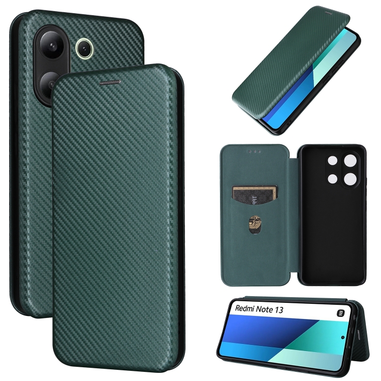For Xiaomi Redmi Note 13 4G Carbon Fiber Texture Flip Leather Phone Case(Green)
For Xiaomi Redmi Note 13 4G Carbon Fiber Texture Flip Leather Phone Case(Green)