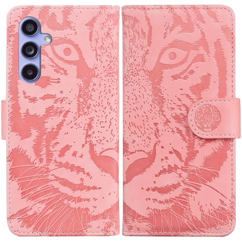 

For Samsung Galaxy S23 FE 5G Tiger Embossing Pattern Flip Leather Phone Case(Pink)