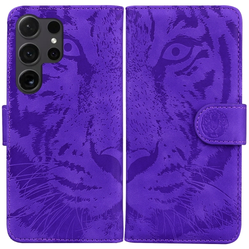 

For Samsung Galaxy S24 Ultra 5G Tiger Embossing Pattern Flip Leather Phone Case(Purple)