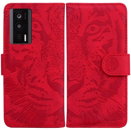 

For Xiaomi Poco F5 Pro / Redmi K60 Tiger Embossing Pattern Leather Phone Case(Red)