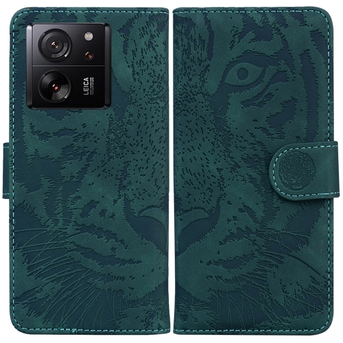 

For Xiaomi 13T / 13T Pro / Redmi K60 Ultra Tiger Embossing Pattern Leather Phone Case(Green)