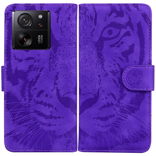 

For Xiaomi 13T / 13T Pro / Redmi K60 Ultra Tiger Embossing Pattern Leather Phone Case(Purple)