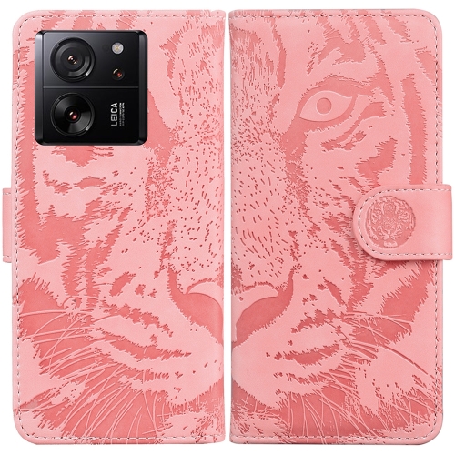 

For Xiaomi 13T / 13T Pro / Redmi K60 Ultra Tiger Embossing Pattern Leather Phone Case(Pink)