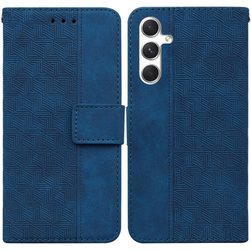 

For Samsung Galaxy S24 5G Geometric Embossed Leather Phone Case(Blue)