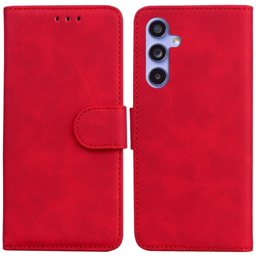 

For Samsung Galaxy S23 FE 5G Skin Feel Pure Color Flip Leather Phone Case(Red)