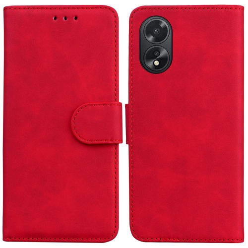 

For OPPO A38 4G / A18 Skin Feel Pure Color Flip Leather Phone Case(Red)