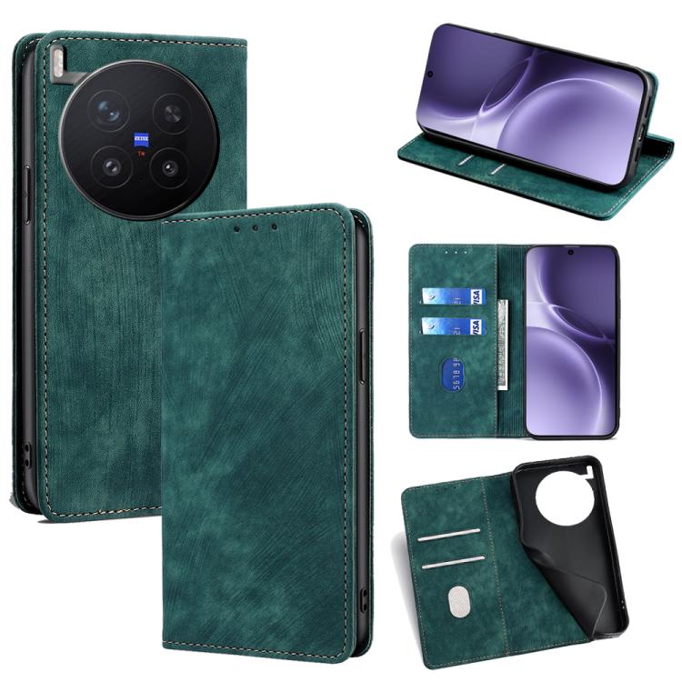 For vivo X300 Pro 5G RFID Anti-theft Brush Magnetic Leather Phone Case(Green)
For vivo X300 Pro 5G RFID Anti-theft Brush Magnetic Leather Phone Case(Green)