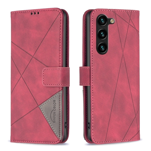 

For Samsung Galaxy S24+ 5G Magnetic Buckle Rhombus Texture Leather Phone Case(Red)