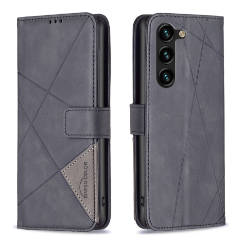 

For Samsung Galaxy S24+ 5G Magnetic Buckle Rhombus Texture Leather Phone Case(Black)