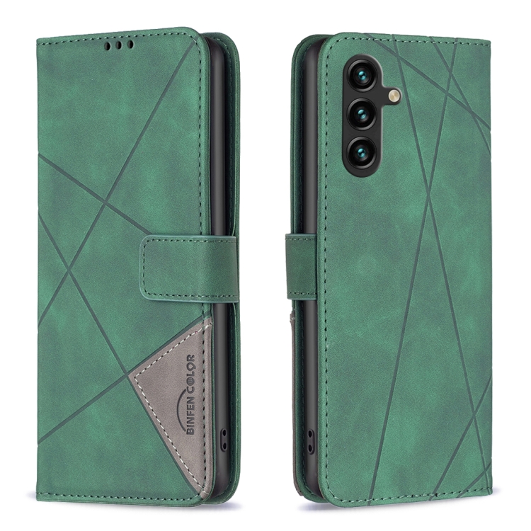 For Samsung Galaxy A35 Magnetic Buckle Rhombus Texture Leather Phone Case(Green)
For Samsung Galaxy A35 Magnetic Buckle Rhombus Texture Leather Phone Case(Green)