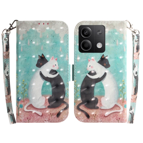 

For Xiaomi Redmi Note 13 5G 3D Colored Horizontal Flip Leather Phone Case(Black White Cat)