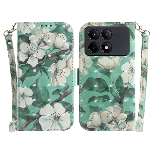 

For Xiaomi Redmi K70E / Poco X6 Pro 3D Colored Horizontal Flip Leather Phone Case(Watercolor Flower)