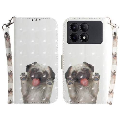

For Xiaomi Redmi K70E / Poco X6 Pro 3D Colored Horizontal Flip Leather Phone Case(Pug)