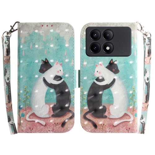 

For Xiaomi Redmi K70E / Poco X6 Pro 3D Colored Horizontal Flip Leather Phone Case(Black White Cat)