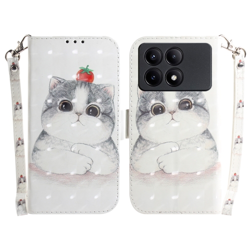 

For Xiaomi Redmi K70E / Poco X6 Pro 3D Colored Horizontal Flip Leather Phone Case(Cute Cat)