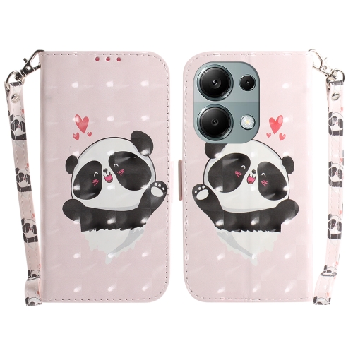 

For Xiaomi Redmi Note 13 Pro 4G 3D Colored Horizontal Flip Leather Phone Case(Heart Panda)