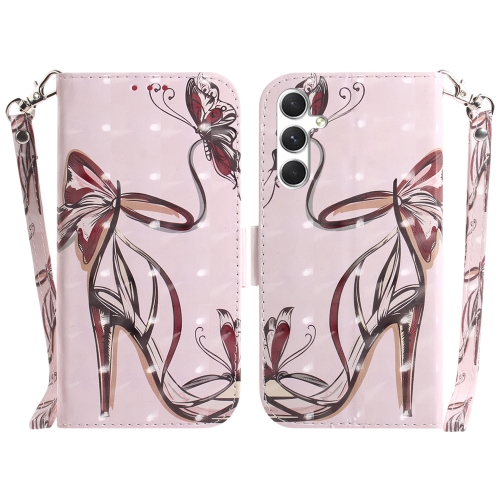 

For Samsung Galaxy S24 5G 3D Colored Horizontal Flip Leather Phone Case(Butterfly High-heeled)
