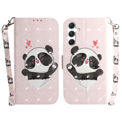 

For Samsung Galaxy S24+ 5G 3D Colored Horizontal Flip Leather Phone Case(Heart Panda)
