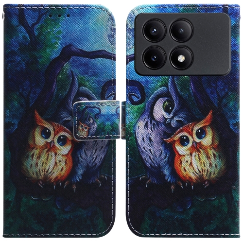

For Xiaomi Redmi K70E / Poco X6 Pro Coloured Drawing Flip Leather Phone Case(Oil Painting Owl)