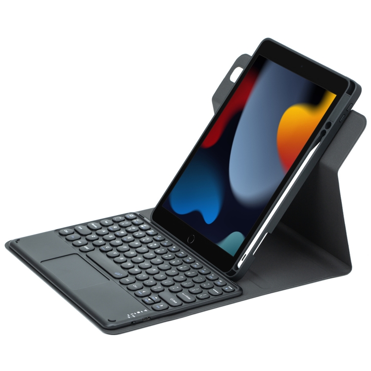 For iPad 10.2 2021 / Air 2019 Round Button 360 Degree Rotatable Bluetooth Keyboard Leather Case with Touchpad(Black)
For iPad 10.2 2021 / Air 2019 Round Button 360 Degree Rotatable Bluetooth Keyboard Leather Case with Touchpad(Black)