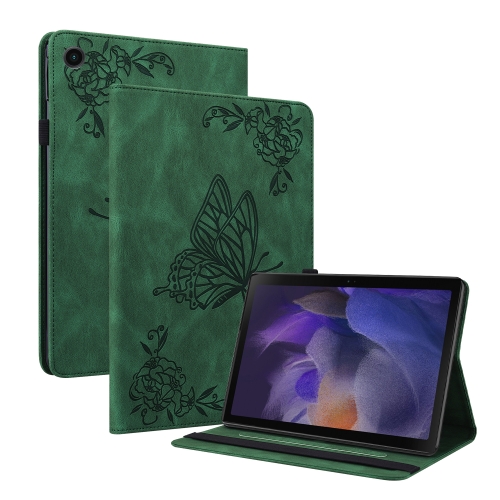 

For Samsung Galaxy Tab А9+ Butterfly Flower Embossed Leather Tablet Case(Green)