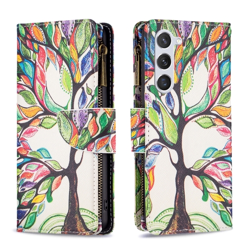 

For Samsung Galaxy S24 5G Colored Drawing Pattern Zipper Leather Phone Case(Big Tree)