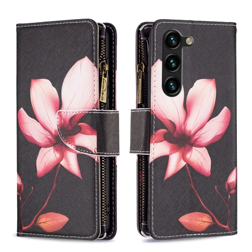 

For Samsung Galaxy S24+ 5G Colored Drawing Pattern Zipper Leather Phone Case(Lotus)