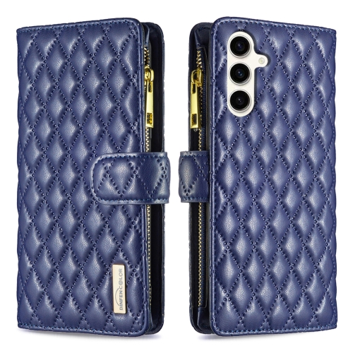 

For Samsung Galaxy S23 FE 5G Diamond Lattice Zipper Wallet Leather Flip Phone Case(Blue)
