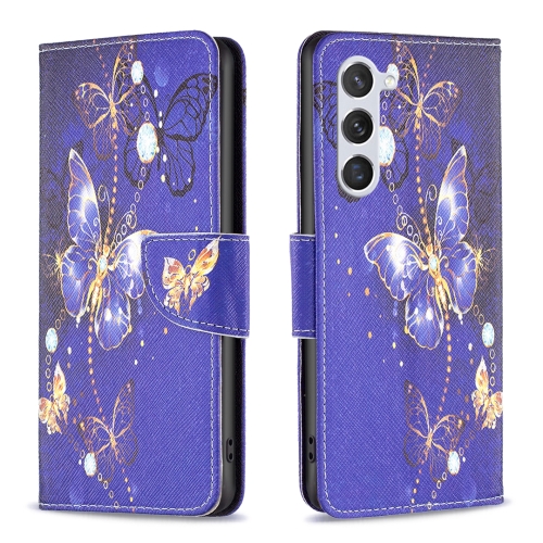 

For Samsung Galaxy S24 5G Colored Drawing Pattern Leather Phone Case(Purple Butterfly)