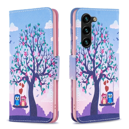 

For Samsung Galaxy S24+ 5G Colored Drawing Pattern Leather Phone Case(Owl)