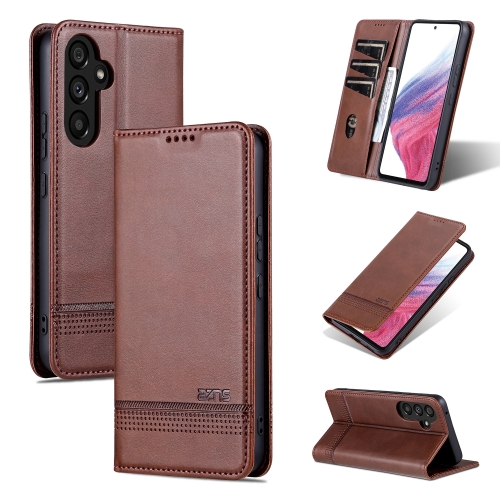 

For Samsung Galaxy S23 FE 5G AZNS Magnetic Calf Texture Flip Leather Phone Case(Dark Brown)