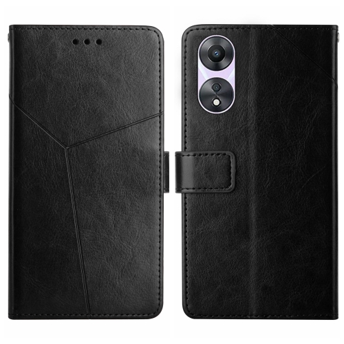 

For OPPO A18 / A38 4G Y-shaped Pattern Flip Leather Phone Case(Black)