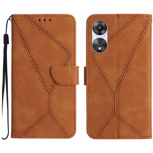 

For OPPO A18 / A38 4G Stitching Embossed Leather Phone Case(Brown)