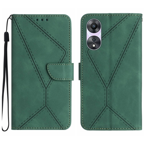 

For OPPO A18 / A38 4G Stitching Embossed Leather Phone Case(Green)