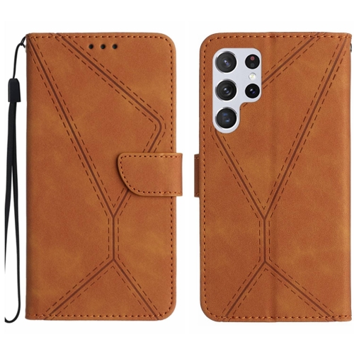 

For Samsung Galaxy S24 Ultra 5G Stitching Embossed Leather Phone Case(Brown)