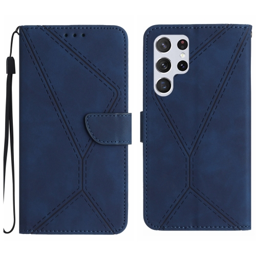 

For Samsung Galaxy S24 Ultra 5G Stitching Embossed Leather Phone Case(Blue)