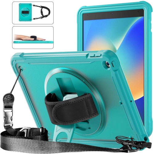 

For iPad 10.2 2021 / 2020 / 2019 Heavy Duty Hybrid Tablet Case with Handle & Strap(Light Blue)