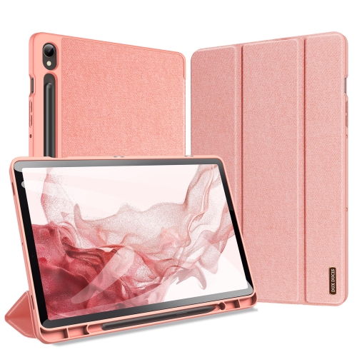 

For Samsung Galaxy Tab S9 DUX DUCIS Domo Series Cloth Texture Magnetic Leather Tablet Case(Pink)