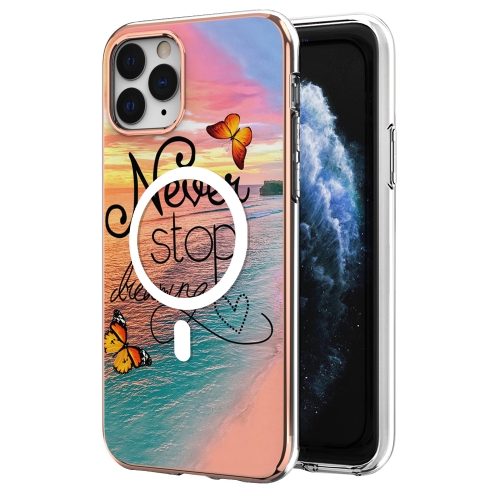

For iPhone 11 Pro Max Marble Pattern Dual-side IMD Magsafe TPU Phone Case(Dream Butterfly)